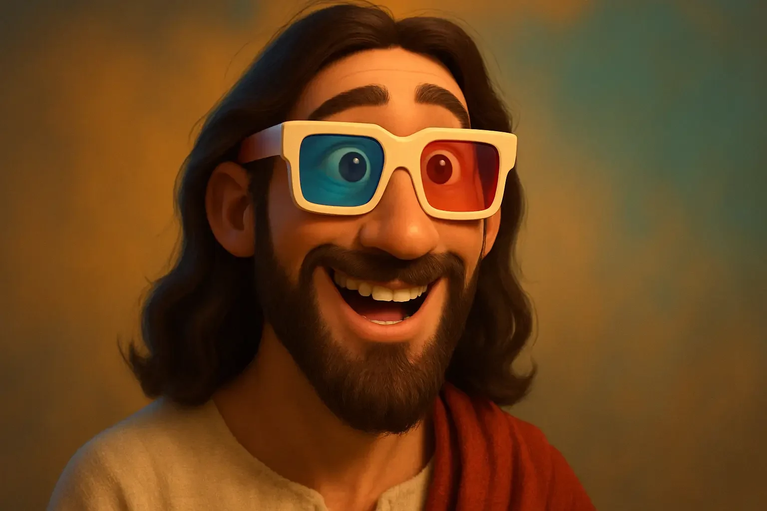 Jesus with 3d Glasses
